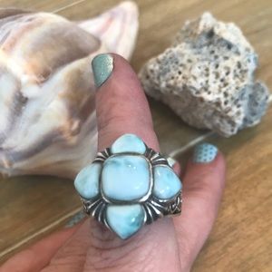 Natural Larimar sterling silver ring VINTAGE